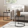 HOMCOM Nesting Tables Set of 2, Side End Table with Removable Tabletop Tray and Steel Frame for Living Room, Bedroom, Black