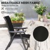 Outsunny Set of 2 Folding Chair, Garden Chair Set with Breathable Mesh Back and Seat, Outdoor Camping Chairs with Armrests, Steel Frame for Deck Balcony, Black