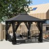 Outsunny 3 x 3m Garden Gazebo Patio Party Tent Shelter Outdoor Canopy Double Tier Sun Shade with Metal Frame and Netting, Dark Grey