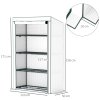Outsunny 4 Tier Lean-to Mini Greenhouse with Reinforced PE Cover, Portable Small Greenhouse with Roll-Up Door, Green Hemmed Edging, 110 x 50 x 171cm, Green