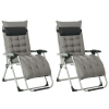 Outsunny 2 Piece Reclining Zero Gravity Chair Metal Frame Folding Garden Sun Lounger with Cushion Headrest, Dark Grey