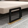 HOMCOM 2 Seater Sofa Bed, Click Clack Convertible Bed Settee, Modern Velvet Feel Fabric Sofa Couch with 2 Tufted Cushions, Wood Armrests for Living Room, Bedroom, Guest Room