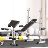 HOMCOM Adjustable Weight Bench with Squat Rack, Heavy Duty Bench Press Rack with Preacher Curl Pad, Leg Developer, Barbell Rack, Butterfly, Home Gym Strength Training Multiuse Workout Bench, Grey