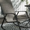 Outsunny Garden Rocking Chairs Set of 2, Ergonomic Outdoor Rocking Chairs with Armrests, High Backrest, Steel Frame Relaxing Rocker Armchair Seats for Patio, Balcony, Porch, Light Brown