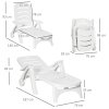 Outsunny Set of 2 Folding Sun Lounger with Wheels, 5-Position Adjustable Outdoor Deck Chair Furniture, Garden Beach Patio Pool Lounger Recliner Seat, White