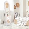 HOMCOM Irregular Wavy Mirror Full Length, 160 x 50cm Free Standing, Leaning or Wall Mirror with Velvet Wrapped Frame and Arched Top for Living Room, Bedroom, White and Pink
