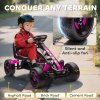 AIYAPLAY Pedal Go Kart, Ride on Racer with Freewheel System, Brake, Non-Slip EVA Wheels, Metal Frame, Go Kart for Kids Ages 3-6 Years, Pink