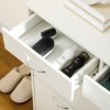 HOMCOM Narrow Shoe Cabinet, Slim Shoe Storage Cabinet with 2 Flip Drawers, 2 Slide Out Drawers and Adjustable Shelves for 12 Pairs of Shoes for Entryway Hallway
