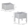 Outsunny Set of 2 26L Garden Raised Bed Elevated Patio Flower Plant Planter Box PP Vegetables Planting Container, Grey