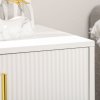 HOMCOM Modern 3 Drawer Dresser, Fluted Bedroom Dresser Chest of Drawers with Metal Legs and Steel Handles for Bedroom, White