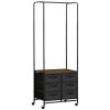 HOMCOM Industrial Hanging Clothes Rail, Clothes Rack with 6 Fabric Drawers, Open Wardrobe Organiser for Hallway, Bedroom and Closet, Rustic Brown