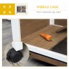 PawHut Rabbit Hutch Indoor Wooden Guinea Pig House Hamster Cage with Wheels, 2 Layers Bunny Cage with Openable Roof, 91.5 x 53.3 x 73 cm, Brown