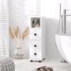 kleankin Slimline Bathroom Storage Unit w/ 2 Drawers 2 Open Compartments Wheels Handles Freestanding Compact Home Office Furniture 