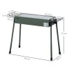 Outsunny Portable Charcoal Barbecue BBQ Grill with Seasoning Baskets and Hooks, Compact Stainless Steel Cooker for Camping Picnic Hiking Garden Party Festival