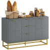 HOMCOM Sideboard for Living Room, Modern Storage Cabinet with 3 Drawers and Adjustable Shelves, Freestanding Cupboard for Dining Room, Kitchen, Grey