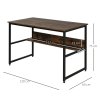 HOMCOM Computer Desk with Storage Shelf, 120 x 60cm Home Office Desk with Metal Frame, Study Table, Easy Assembly