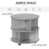 HOMCOM Round Coffee Table, Movable Centre Table with Divided Shelves and Rolling Wheels, 3 Tier Living Room Table
