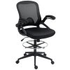 Vinsetto Drafting Chair with Flip-up Armrest, Mesh Office Stool with Foot Ring, 360 Degree Swivel Height Adjustable Chair for Standing Desk, Black