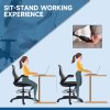 Vinsetto Draughtsman Chair with Flip-up Armrests, Mesh Standing Desk Chair with Lumbar Support and Adjustable Foot Ring for Bar Counter, Dark Grey