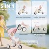 AIYAPLAY Kids Trike, Foldable Toddler Tricycle 5 in 1 with Adjustable Parent Handle & Removable Canopy, 5-point Safety Harness, Footrest, Storage Bag, for Ages 1-3 Years, Pink