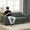 HOMCOM 3 Seater Sofa, Modern Fabric Sofa Couch, Channel Tufted Upholstered Sofa Settee for Living Room, Guest Room, Bedroom, Home Office, Charcoal Grey