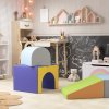 HOMCOM Baby Soft Play Set, 4 Piece Soft Play Equipment for Toddlers 12-36 Months, Climb and Crawl Foam Play, Kids Activity Play Toy, Blue