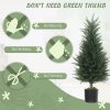 HOMCOM Set of 2 Decorative Artificial Plant, 90 cm Cypress Tree with 362 Leaves in Pot, UV-Resistant Plastic Fake Tree for Indoor Outdoor Home Office