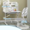 AIYAPLAY Kids Desk and Chair Set, Height Adjustable Children School Study Desk, Student Writing Desk with Tiltable Desktop Drawer, Pen Slot, Reading Rack for Ages 3-13 Years, Grey