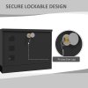 HOMCOM Wall Mounted Letter Box, Weatherproof Post Box for Outside, Modern Mailbox with 2 Keys and Viewing Windows, Easy to Install, 36.5x11.5x29cm, Black
