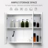 kleankin Bathroom Medicine Cabinet with Mirror, Wall Mounted Bathroom Mirror Cabinet with 3 Doors, Adjustable Shelves, White