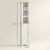 kleankin Slim Bathroom Storage Unit with Open Compartment, Bathroom Storage Cabinet with Adjustable Shelf, 34 x 23 x 165 cm, White