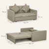 HOMCOM 2 Seater Sofa Bed, Convertible Bed Settee, Modern Velvet Loveseat Sofa Couch with 2 Cushions, Hidden Storage for Living Room, Guest Room, Light Brown