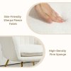 HOMCOM Modern Dining Chair Set of 2, Sherpa Fleece Armchair with Padded Seat, Occasional Bedroom Chair with Cross Steel Legs for Living Room, Cream White