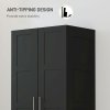 HOMCOM 2 Door Wardrobe for Bedroom, Double Wardrobe with Shelves and Hanging Rail, Modern Bedroom Furniture, Black