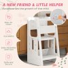 HOMCOM Kids Step Stool, Adjustable Standing Platform, Toddler Kitchen Stool, Standing Tower for Kids, Kitchen Counter with Three Adjustable Heights - White