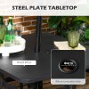 Outsunny 4 Seater Rattan Dining Set with Cushions, Wood Effect Metal Top Table with Umbrella Hole, PE Rattan Garden Furniture Set, Outdoor Dining Table and Chairs for Patio, Balcony, Lawn, Black