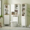 HOMCOM Tall Bathroom Storage Cabinet, Slim Bathroom Storage Unit with Doors and Adjustable Shelves, Freestanding Bathroom Cabinet with Curved Profile Design, White