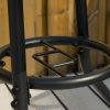 Outsunny 80 cm Round Dining Table with Parasol Hole, Outdoor Coffee End Side Table with Tempered Glass Top, Steel Frame for Garden, Black