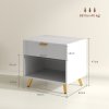 HOMCOM Bedside Table, Bedside Cabinet With Drawer and Open Compartment, Nightstand With Handle for Bedroom, Living Room, White