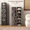 HOMCOM 204 CD Media Display Shelf Unit Set of 2 Blu-Ray Tower Rack w/ Adjustable Shelves Bookcase Storage Organiser, Mocha Wood Effect