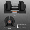 SPORTNOW 24KG Single Adjustable Dumbbell, 4-in-1 Weights with Storage Tray and Non-Slip Handle, Home Gym Fitness Equipment, Black