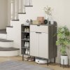 HOMCOM Shoe Cabinet, Hallway Shoe Storage Cabinet with 4-Tier Open Shelf, Double Doors and 3 Adjustable Shelves for 12 Pairs of Shoes, Graphite Wood Effect