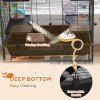 PawHut Large Hamster Cage, Gerbil Cage with Wheels, Tubes, Storage Shelf, Ramps, Running Wheel, Food Dish, Water Bottle, for Syrian Hamster - Black