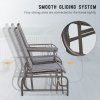 Outsunny 2 Seats Garden Glider Bench, Metal Frame Loveseat with Glass Top  Centre Table, Porch Rocking Glider for 2 Person, for Deck, Patio, Brown/ Grey