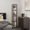 HOMCOM LED Floor Lamp with Shelves, 4 Layers Dimmable Modern Standing Lamp with 3 Brightness Levels and Foot Switch for Living Room, Bedroom, Office, Black