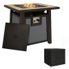 Outsunny Propane Gas Fire Pit Table, 50000 BTU Smokeless Firepit Outdoor Patio Heater with Waterproof Cover, Glass Beads and Lid, 71 x 71 x 66.5cm, Dark Grey