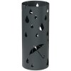 HOMCOM Steel Umbrella Stand, Round Umbrella Holder with 4 Hooks and Removable Drip Tray, Hollowed Umbrella Basket for Hallway, Dark Grey