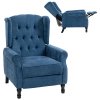 HOMCOM Recliner Armchair, Vintage Reclining Chair with Nail Head Trim, Wingback Chair with Button Tufted Back and Footrest, for Living Room, Royal Blue