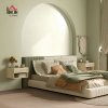 HOMCOM Floating Bedside Tables, Nordic Nightstands Set of 2 with Rattan Drawer and Open Shelf for Bedroom, Nature Wood Finish