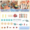HOMCOM 50 Pcs Kids Kitchen Play set Fast Food Trolley Cart Pretend Playset Toys with Play Food Cashier Register Accessories Gift for Boys Girls Age 3-6